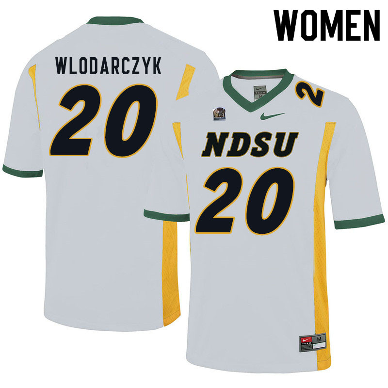Women #20 Julian Wlodarczyk North Dakota State Bison College Football Jerseys Sale-White - Click Image to Close